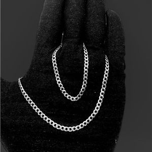 Cuban link sterling silver Cuban link chain/ necklace 3mm